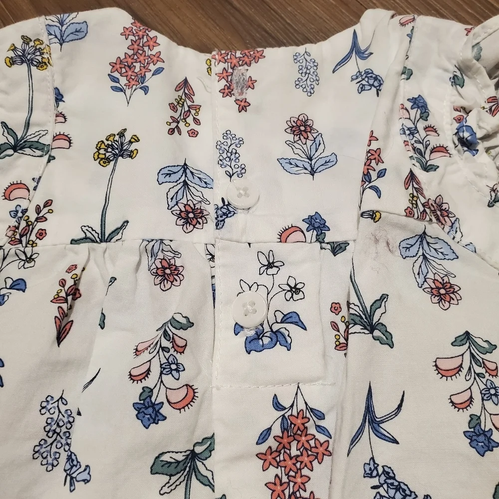 Carters Just One You Baby Girl Floral Jumpsuit Ruffle Sleeveless White Cotton 6M